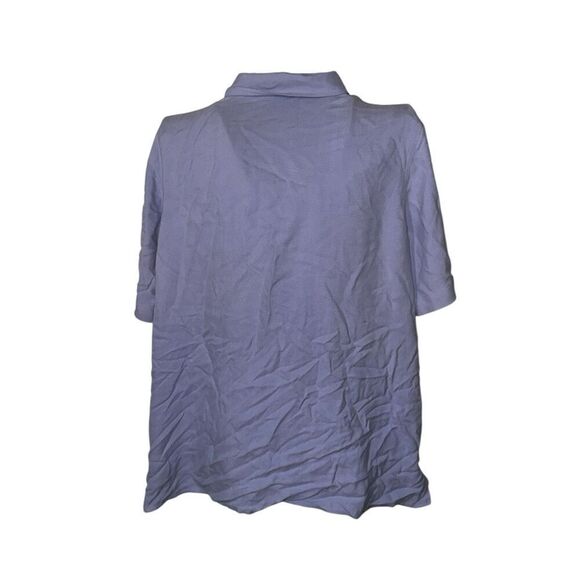 NEW WITH TAGS Natural Elements Womens Size 1X Silk Hawaiian Camp Shirt blue/purp - Picture 5 of 9